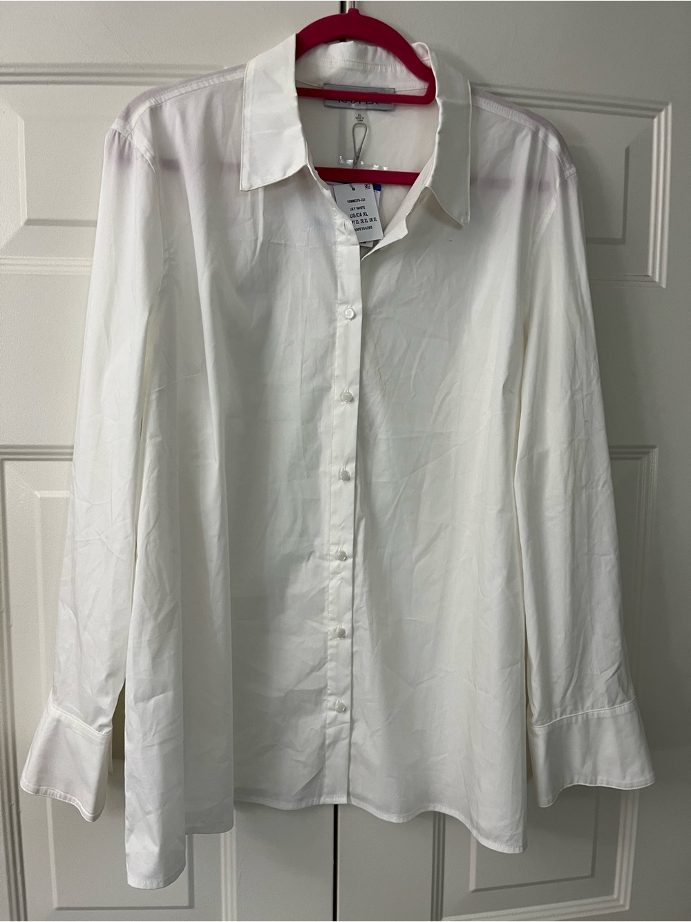 NWT Kasper non iron white shirt long sleeves button cuffs